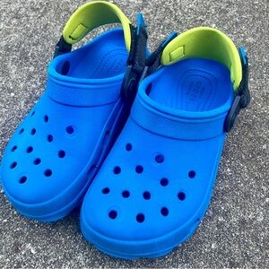 CROCS Iconic Comfort Classic All Terrain Blue Green Clogs - Kids Junior Size 1
